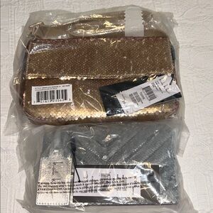 NWT Nicole Miller Gold and Silver Sequin Bags